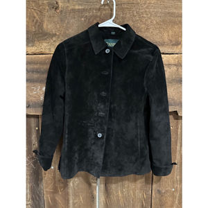 Women’s‎ Vintage black suede leather button up jacket by Danier. Size 4–6. ￼